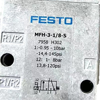 Elettrovalvola FESTO originale di fabbrica MFH-3-1 / 8S Serie 0692 Alluminio e rame grigio chiaro per macchina da stampa offset