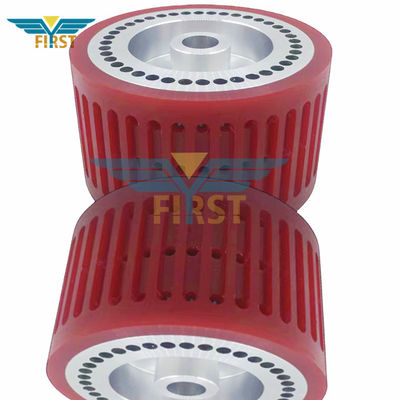 Ruota di aspirazione di colore rosso 124*70mm Parti di stampa in poliuretano per la macchina pieghevole