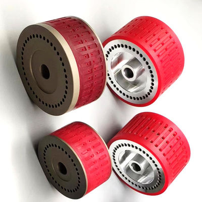 Materiale di gomma/acciaio colore rosso ruota di aspirazione resistente all'usura per parti di macchine pieghevoli e accessori per la stampa offset